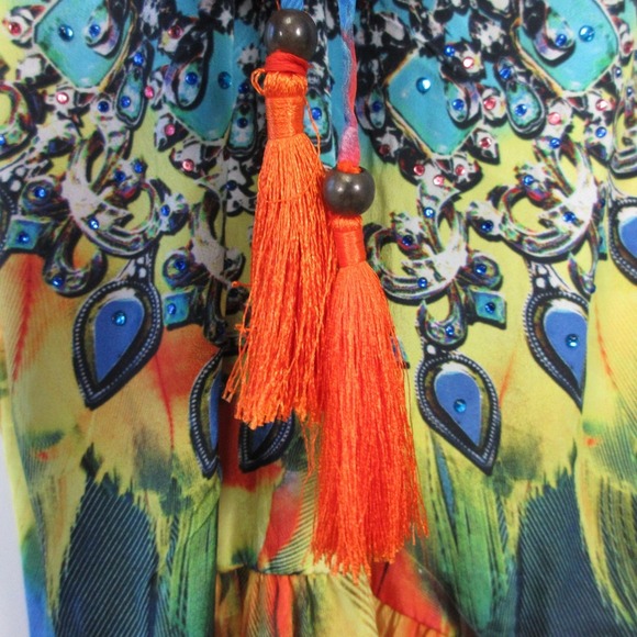 True Colours La Moda Maxi Dress L XL Orange Sleeveless High Low Boho 274 - Picture 8 of 12